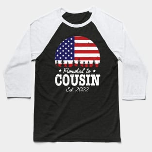 US Flag American Promoted To Cousin Est 2022 Sister Brother Baseball T-Shirt